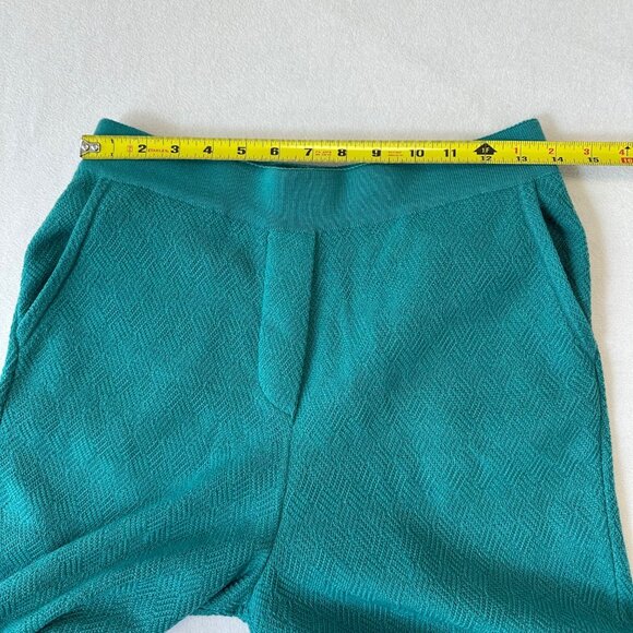 IVKO Womens 100% Wool Pull On Knit Pants Size M (38) Teal Basket Weave Stretch - Picture 8 of 12